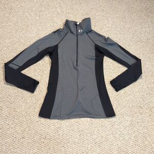 Under Armour ColdGear Half Zip Pullover Womens Small Black Gray Athletic Running